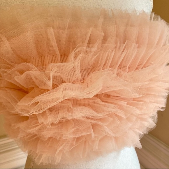 ZARA Pink Tulle Ruffle Strapless Crop Tube Top NWT - Picture 9 of 14